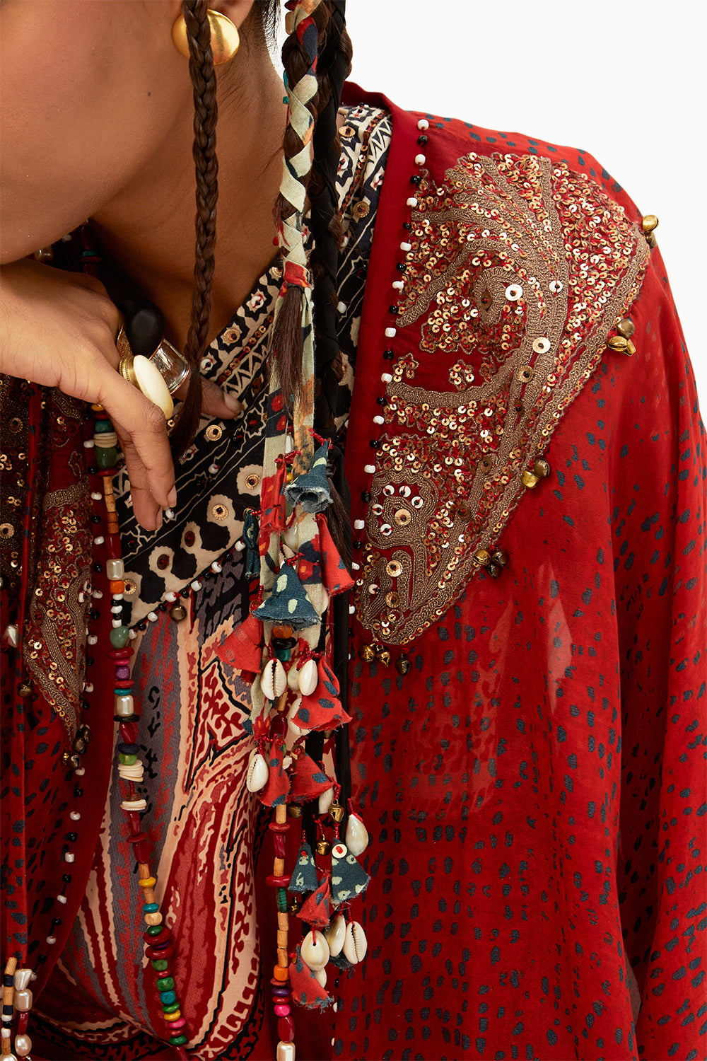 Sindoor Rasa One Shoulder Dress And Jacket