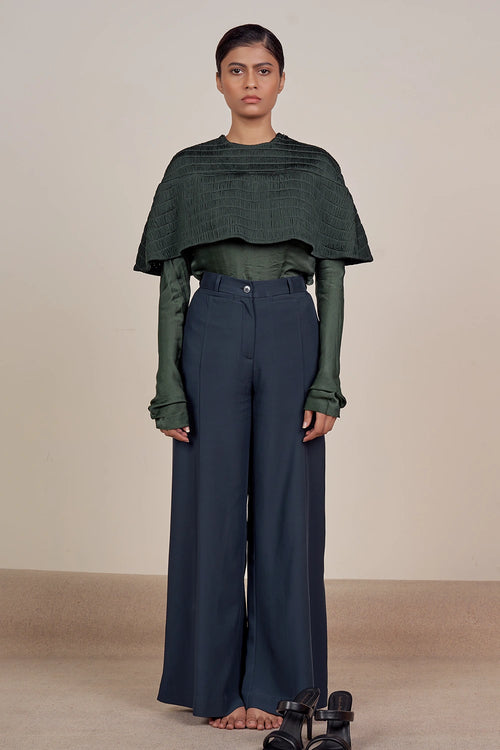 Green Cape Top And Trousers Set