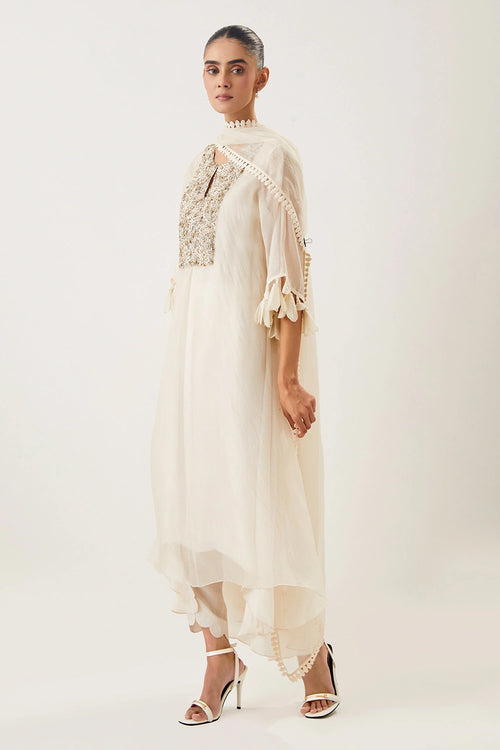 Saanjh Ivory Kaftan Set