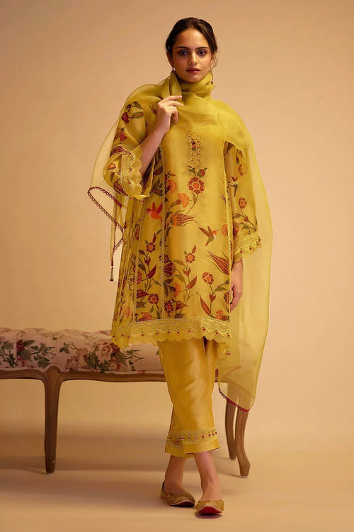 Farida Yellow Print Kurta Set