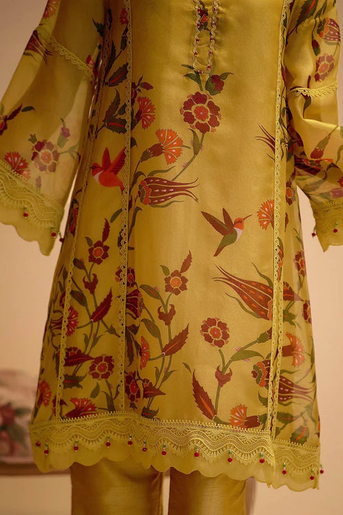 Farida Yellow Print Kurta Set