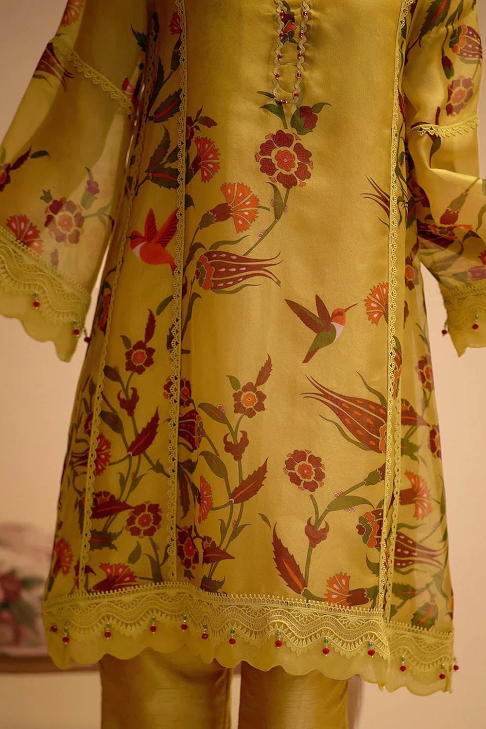 Farida Yellow Print Kurta Set