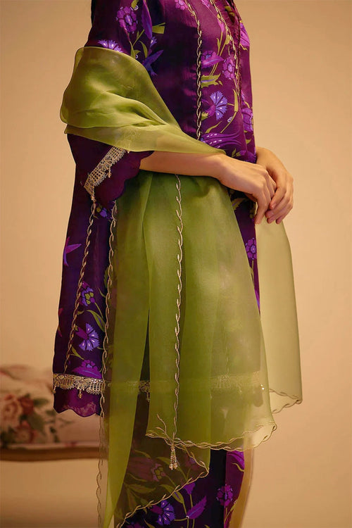 Farida Purple Print Kurta Set