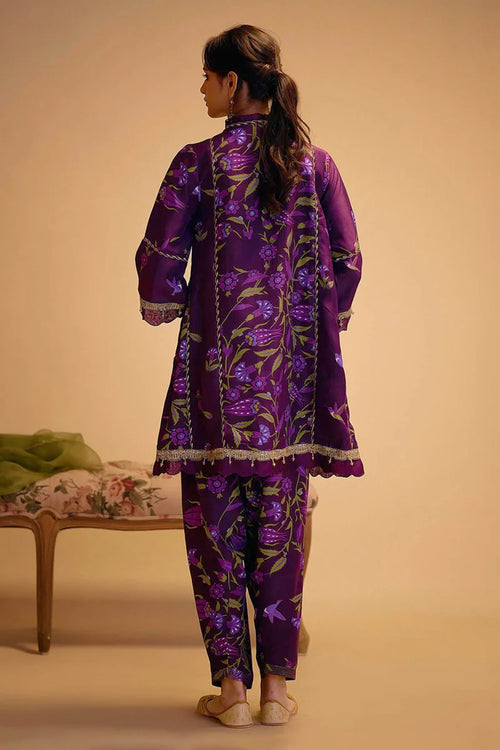 Farida Purple Print Kurta Set