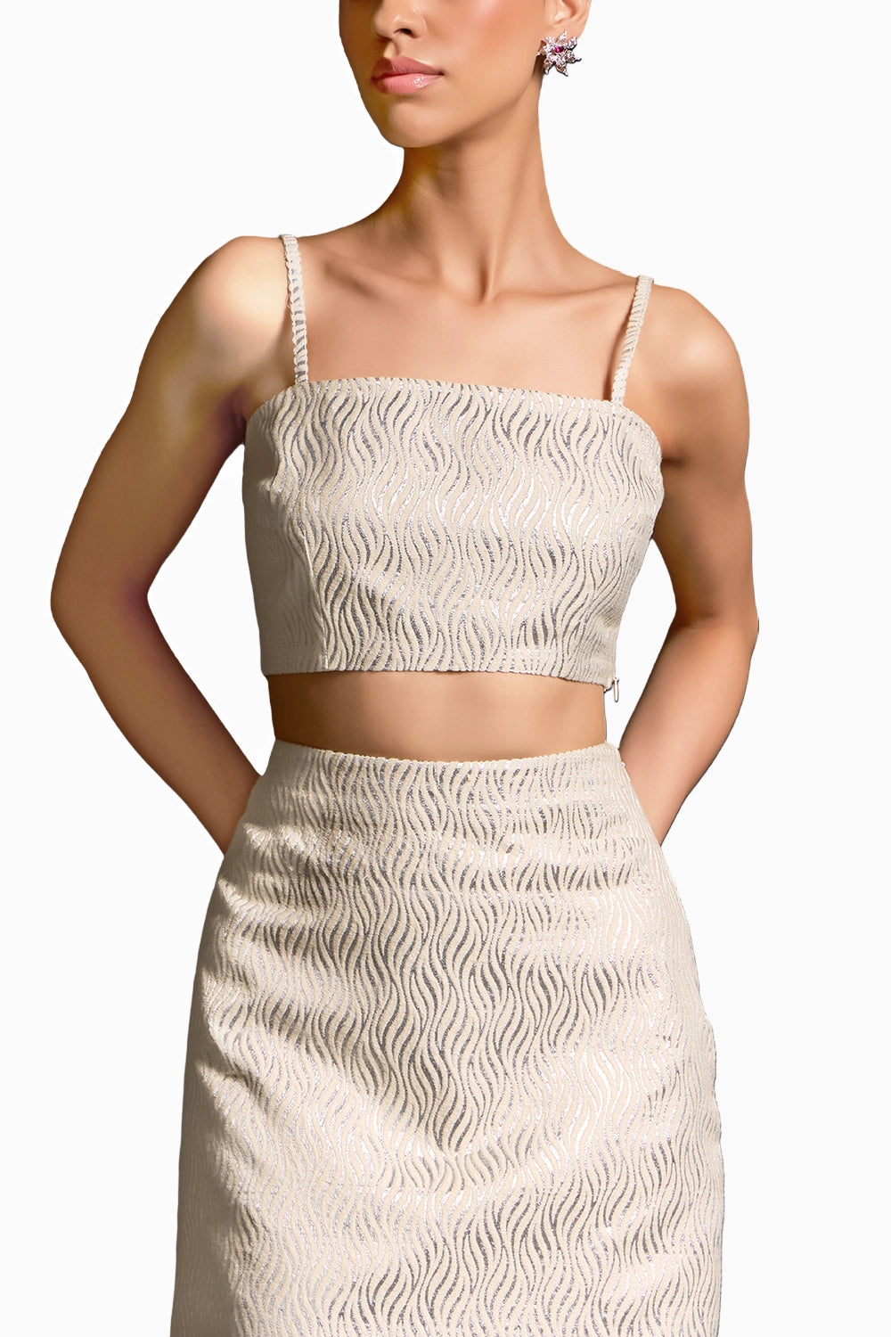 Moonlight White Top and Skirt Set