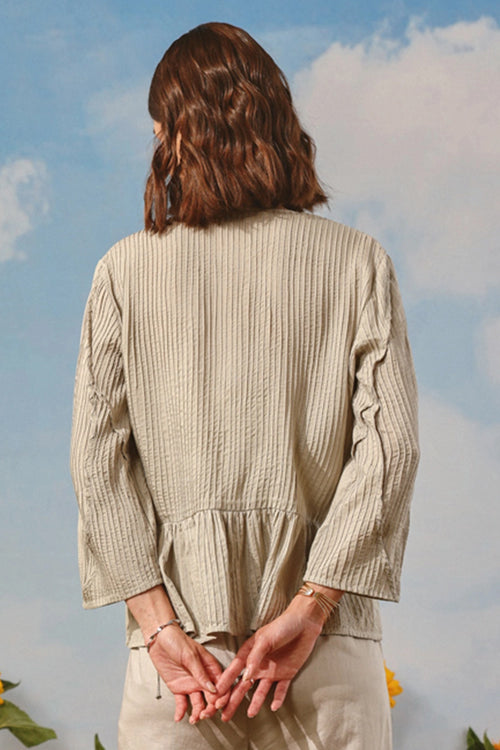 Frosted Chrome Pintuck Peplum Jacket
