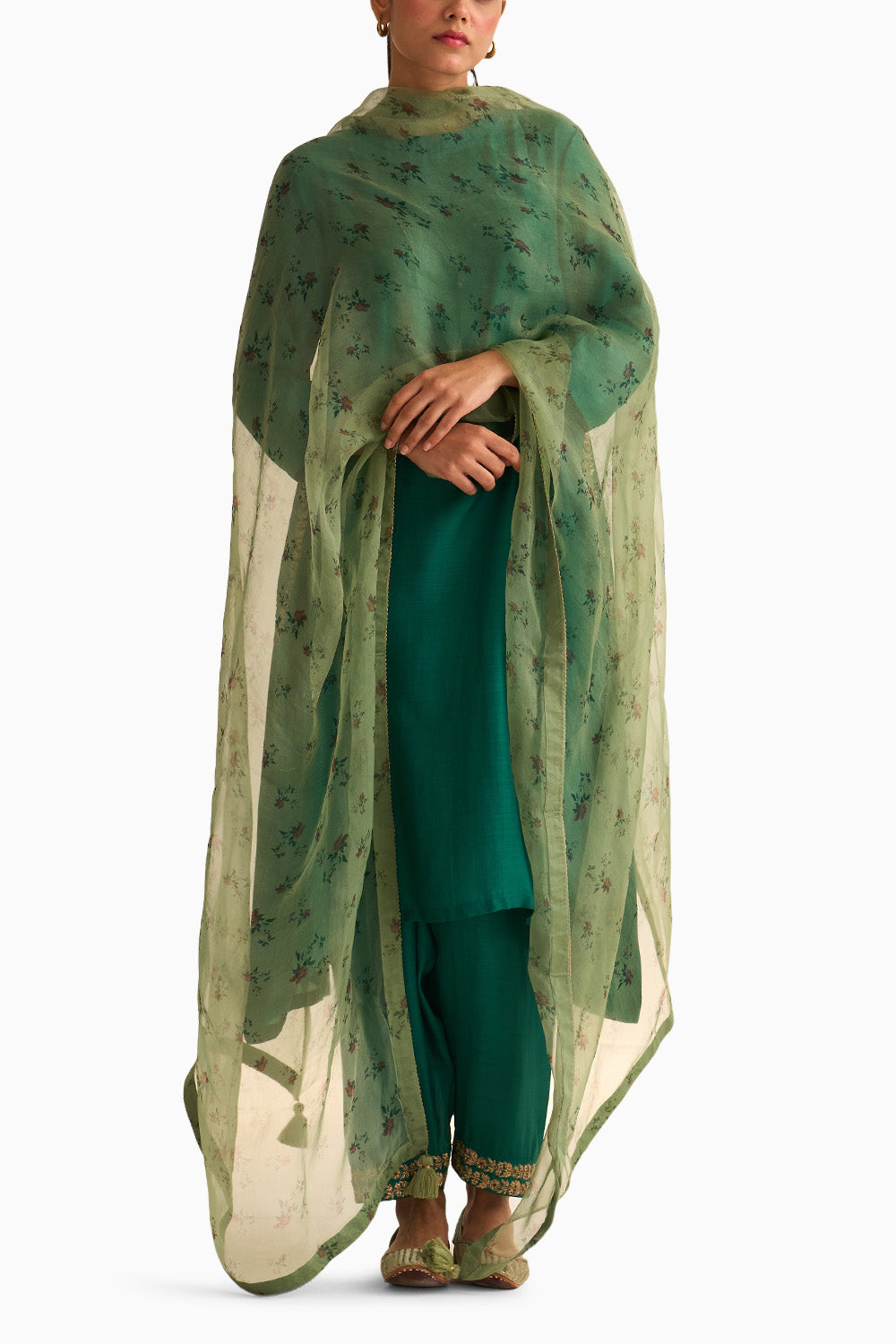 Chintz Sage Green Organza Dupatta