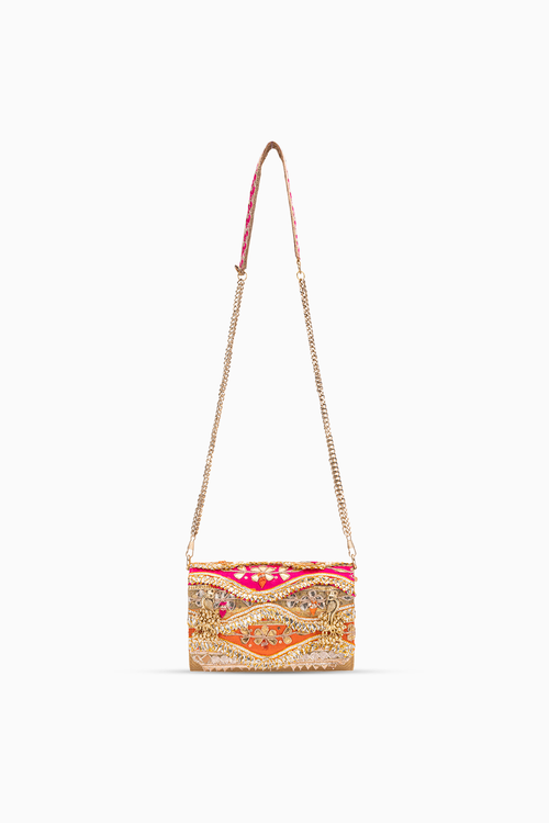Orange and Pink Janus Clutch