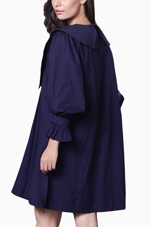 Purple Collar Embroidered Dress