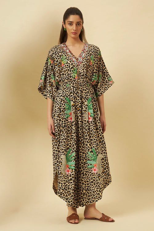 Leopard Print Hand Embroidered Jumpsuit
