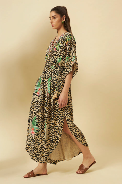 Leopard Print Hand Embroidered Jumpsuit