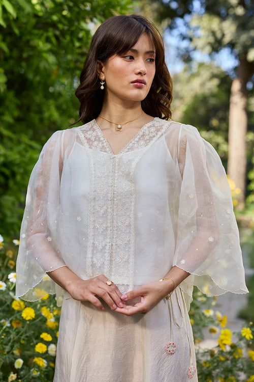 Wander Trail Ivory Embroidered Blouse
