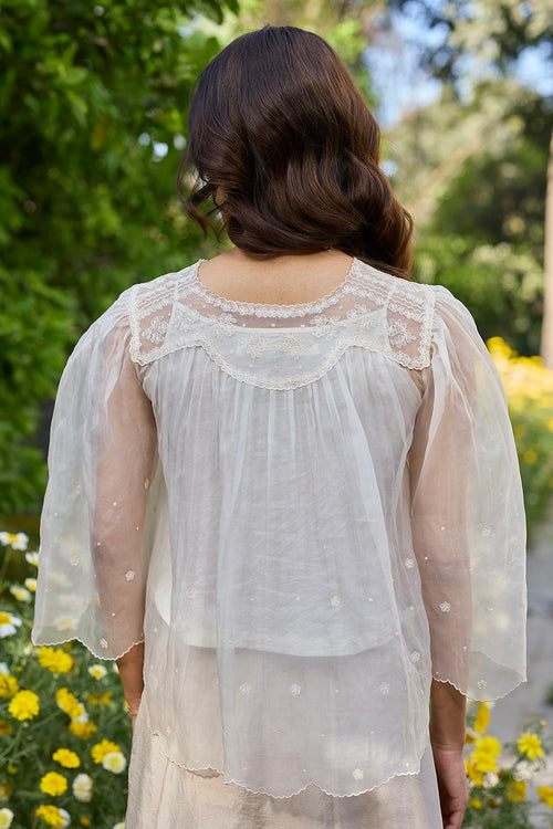 Wander Trail Ivory Embroidered Blouse