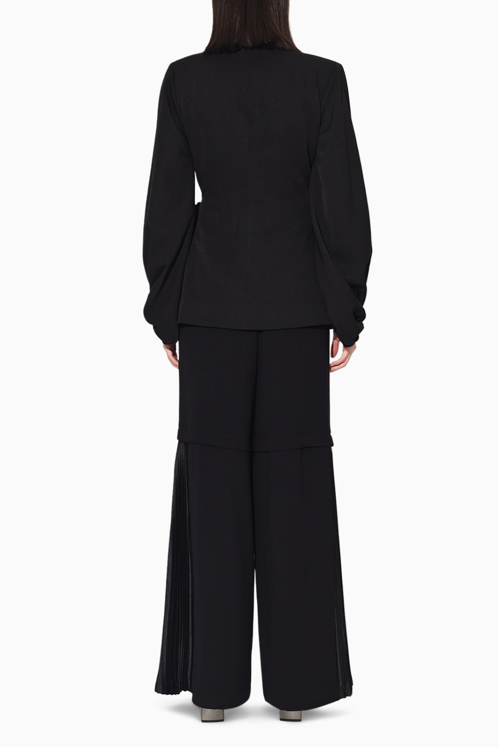 Neo Wrap Pleated Black Pant Suit