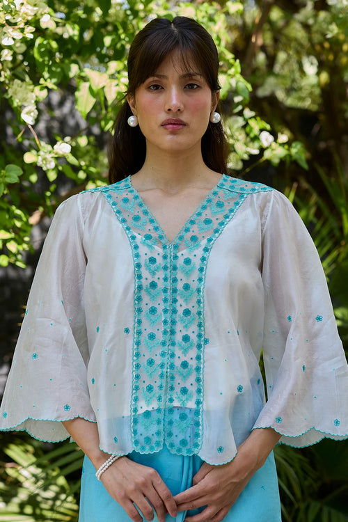 River Fork Ivory Embroidered Blouse