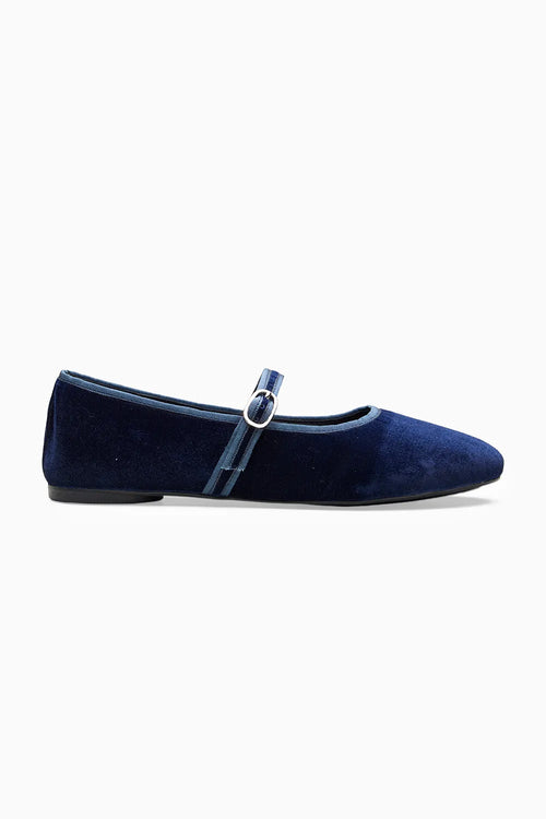 Velveteen Navy Ballerina