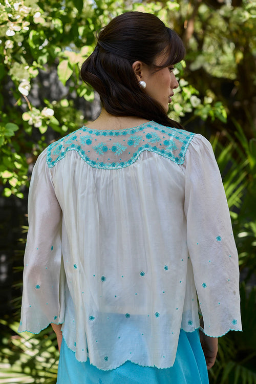 River Fork Ivory Embroidered Blouse