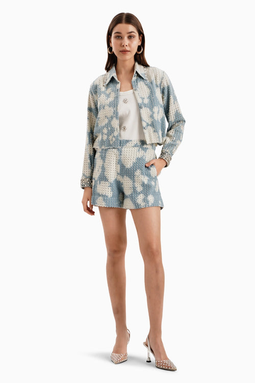 Cloud White Lazercut Crop Jacket