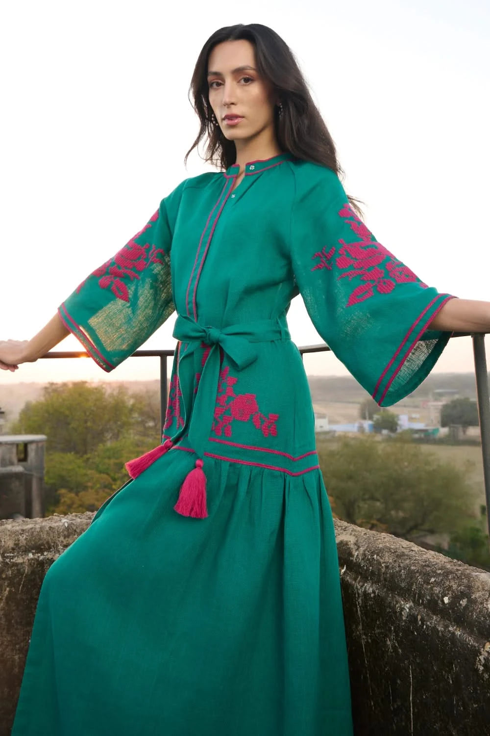 Emerald & Pink Swan Dress S Emerald & Pink Swan Dress S