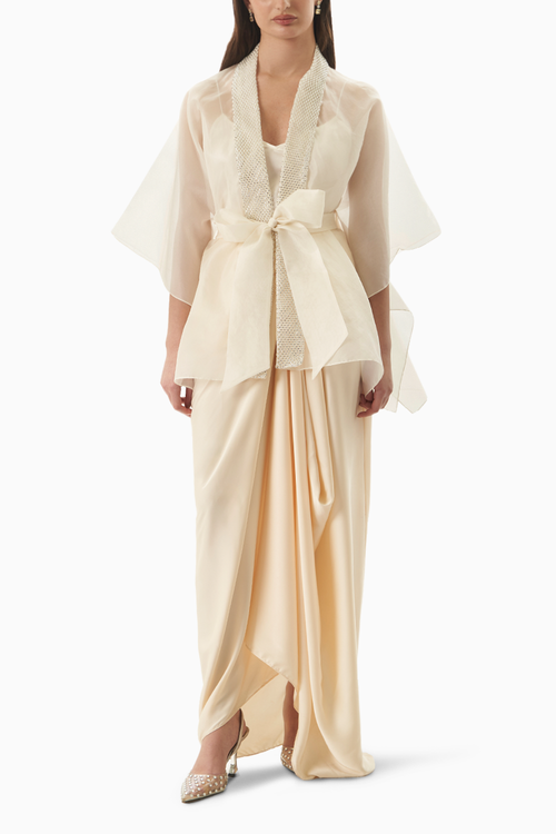 White Organza Swarvoski Cape