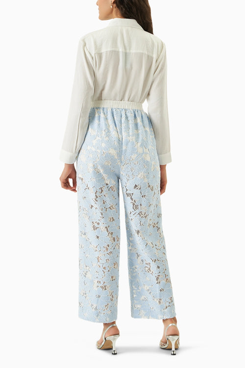 Petal Mist White-Blue Co-ord Set