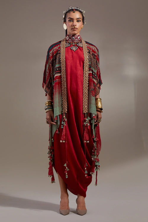 Sindoor Anka Veni Printed Dupatta Jacket Set
