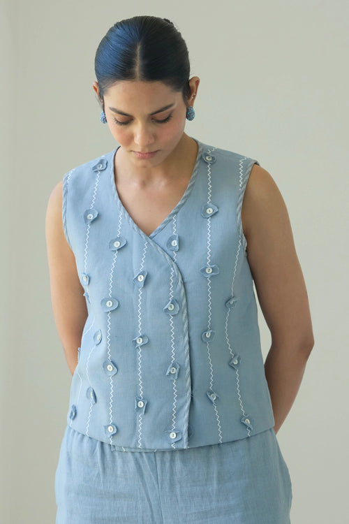 Bree Blue Vest Coat