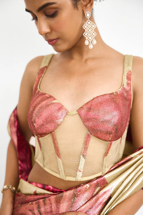 Golden Hour Sequins Sari Blouse Set