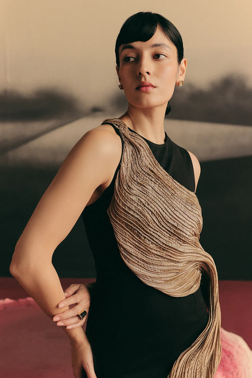 Gold Black Halo Gown
