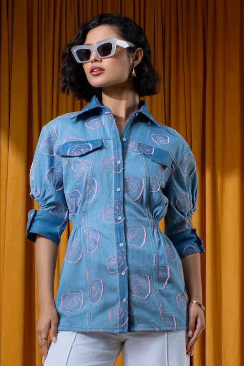 Roseatte Blue Denim Blouse