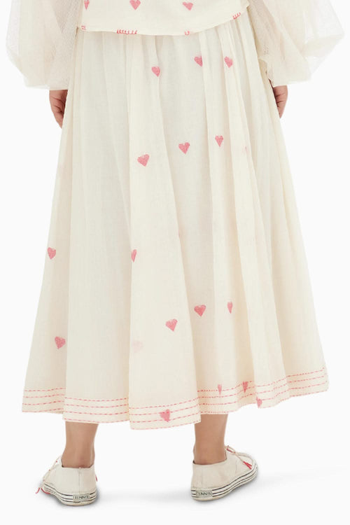 Cream Heart Jamdani A-Line Skirt