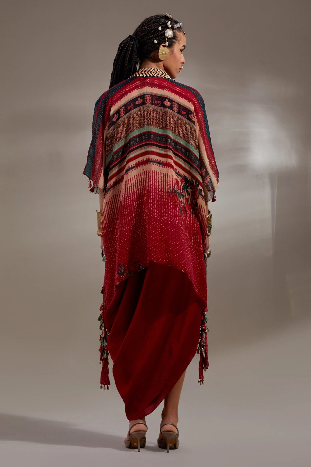 Sindoor Anka Veni Printed Dupatta Jacket Set