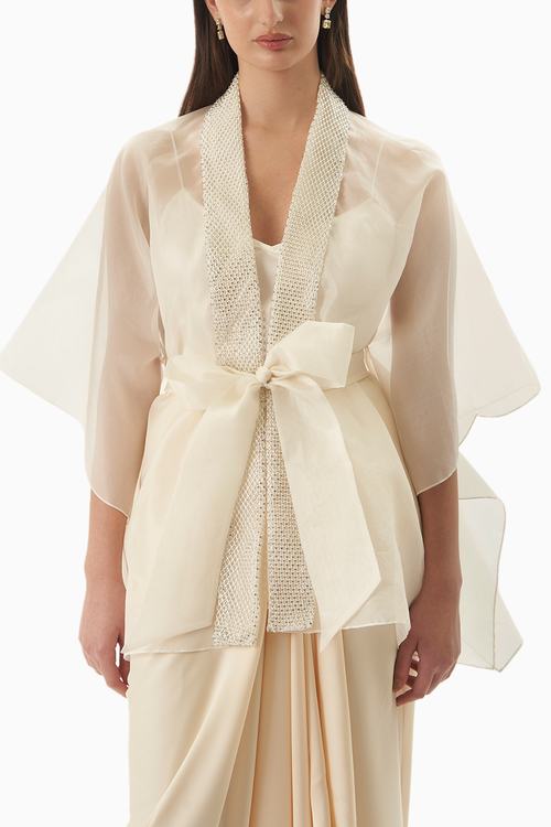 White Organza Swarvoski Cape