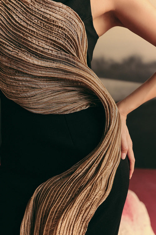 Gold Black Halo Gown
