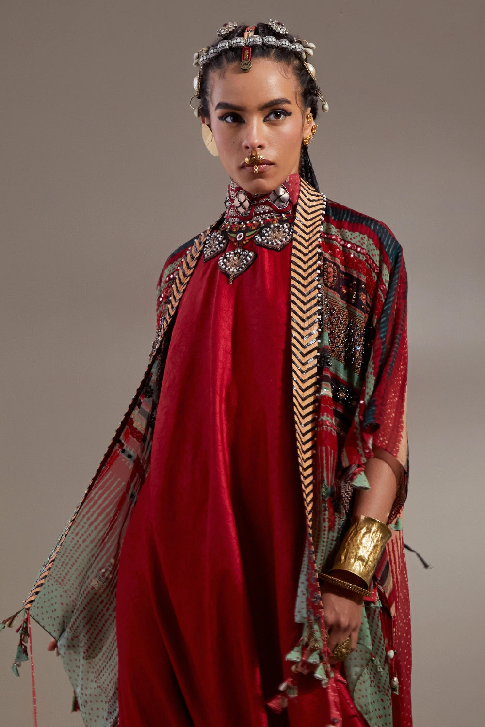 Sindoor Anka Veni Printed Dupatta Jacket Set