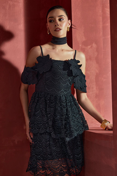 Black Off-The-Shouder Mini Dress