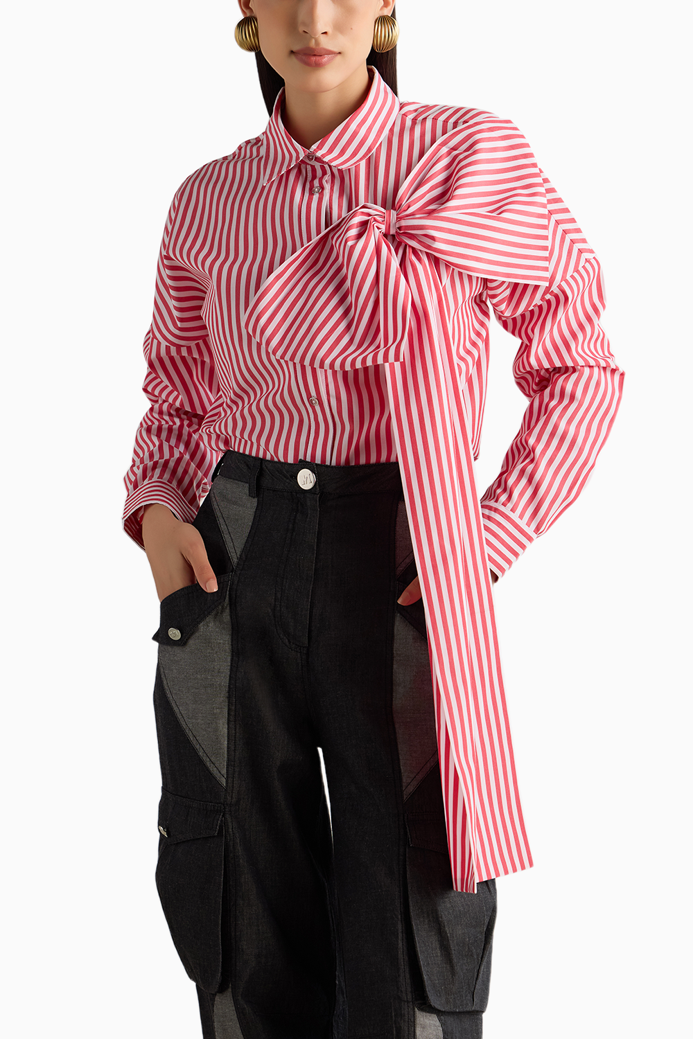 Red Stripe Bow Shirt