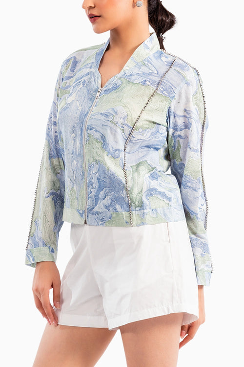 Cotton Marble Crop Jacket