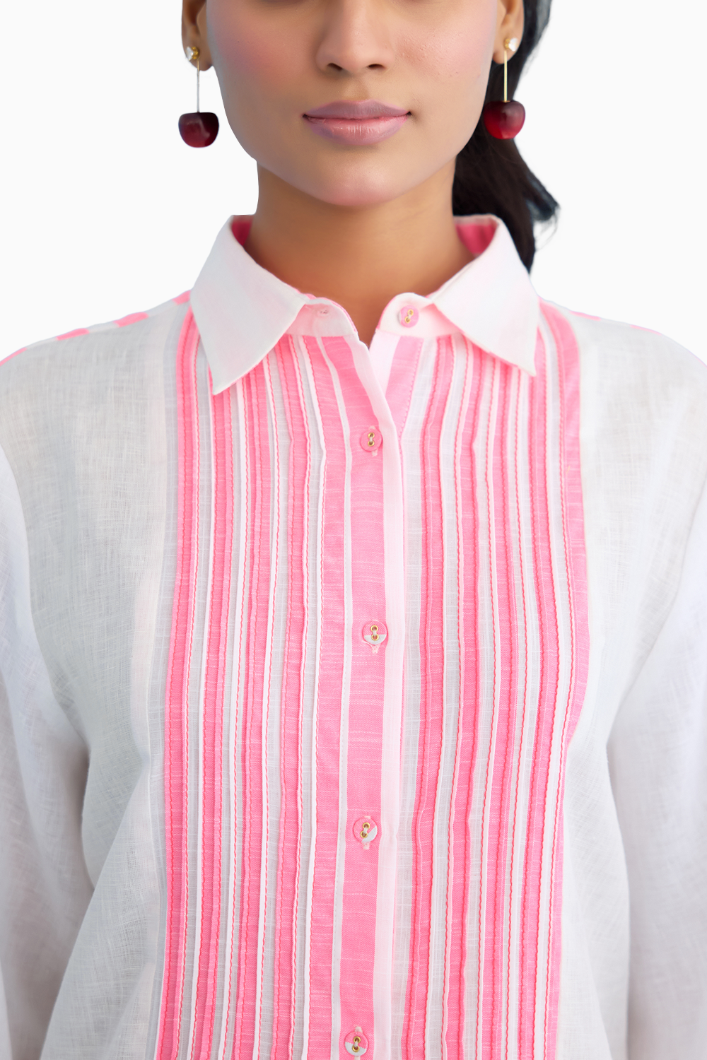 White Candy Stripes Shirt Dress