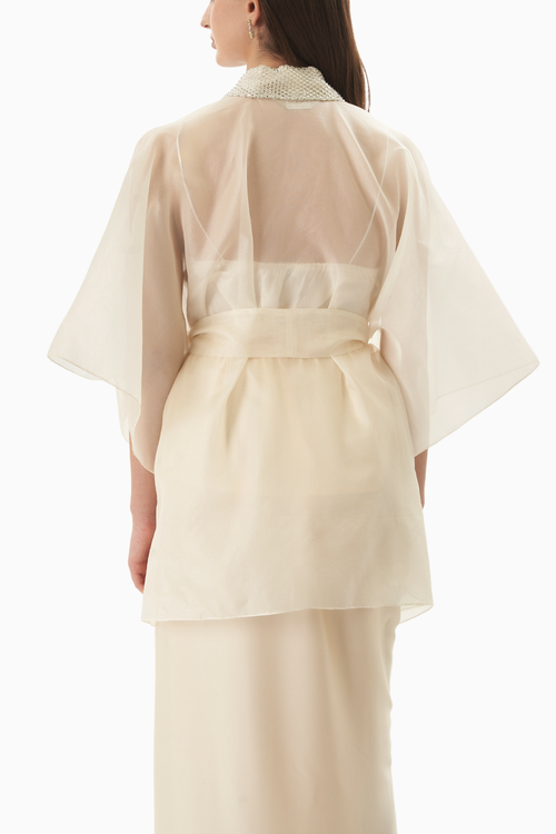 White Organza Swarvoski Cape