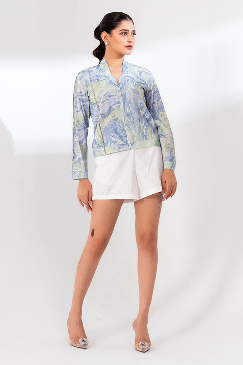 Cotton Marble Crop Jacket
