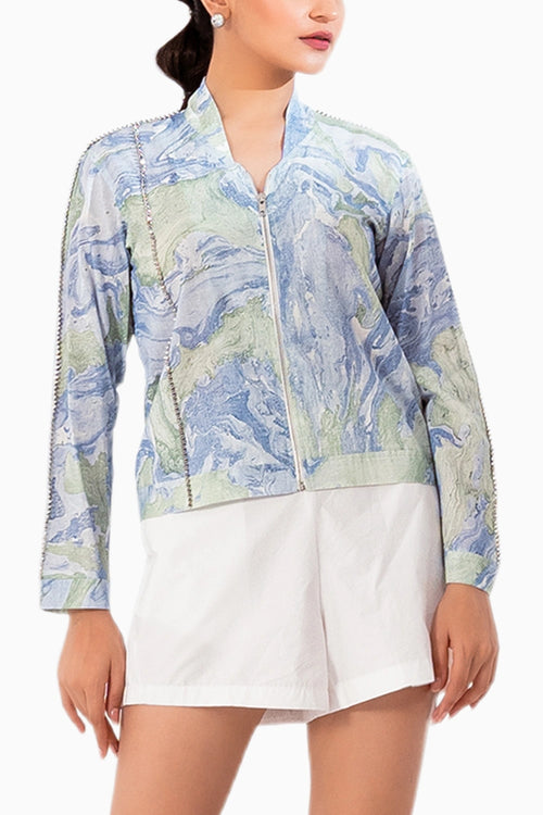Cotton Marble Crop Jacket