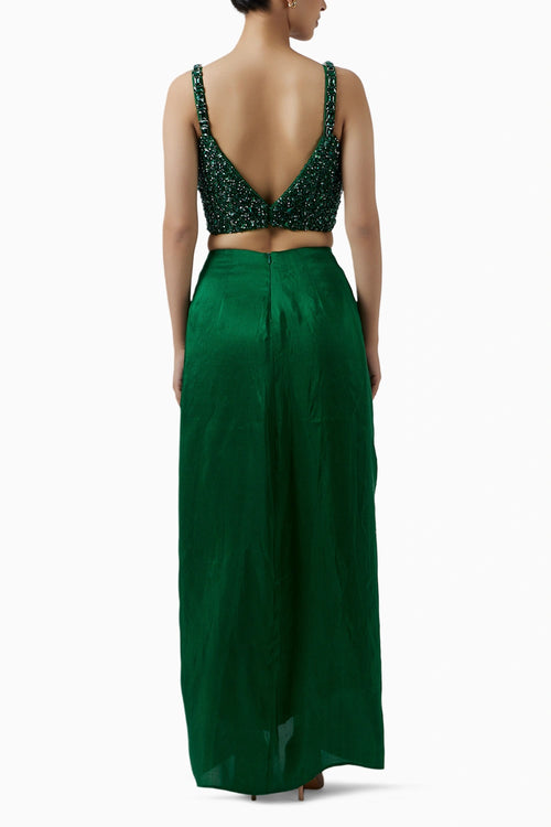 Emerald Dupion Silk Knotted Skirt