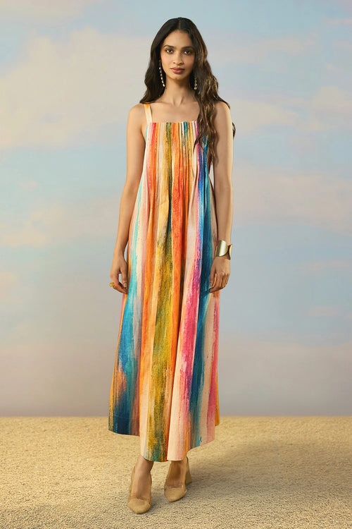 Linen Abstract Watercolour Maxi