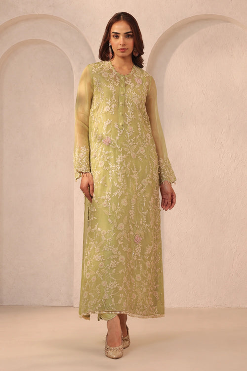 Vaayu Green Heavy Jaal Kurta Set
