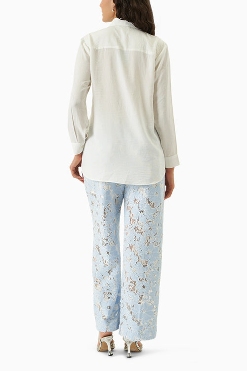 Petal Mist White-Blue Co-ord Set