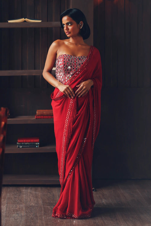 Georgette Scalopped Saree