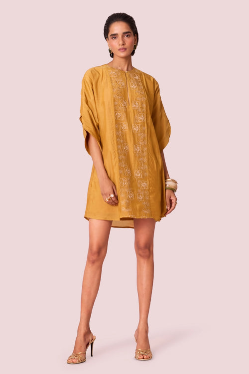 Zarah Yellow Embroidered Dress