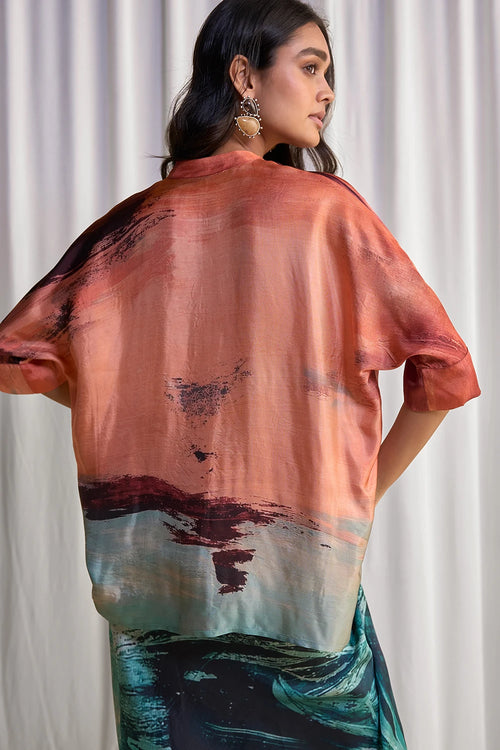 Abstract Brushstroke Print Boxy Shirt