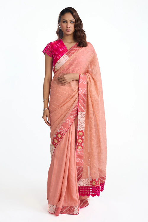 Bandhani Chanderi Saree